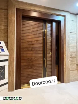 درب لابی یک و نیم لنگه روکش گردو کد DL 16