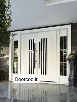 درب لابی روکش ملچ و شیشه خور سفید کد DL 19